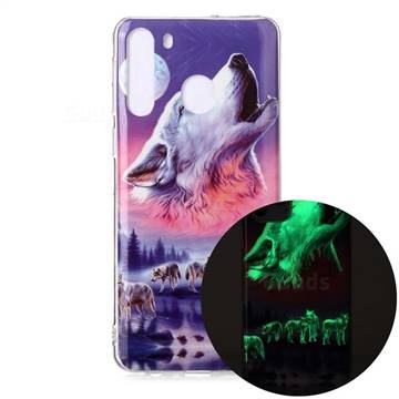 Wolf Howling Noctilucent Soft TPU Back Cover for Samsung Galaxy A21