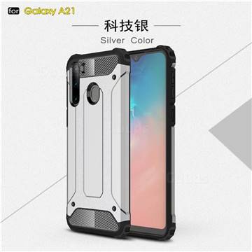King Kong Armor Premium Shockproof Dual Layer Rugged Hard Cover for Samsung Galaxy A21 - White
