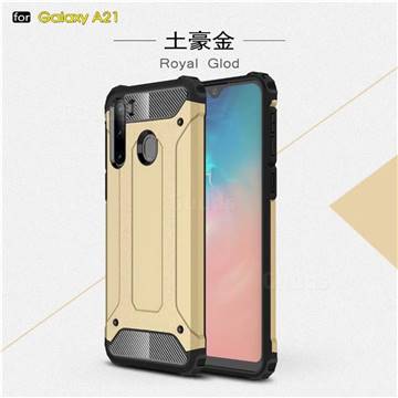 King Kong Armor Premium Shockproof Dual Layer Rugged Hard Cover for Samsung Galaxy A21 - Champagne Gold