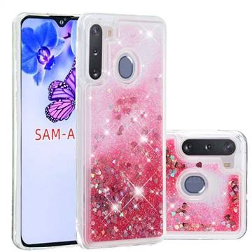 Dynamic Liquid Glitter Quicksand Sequins TPU Phone Case for Samsung Galaxy A21 - Rose