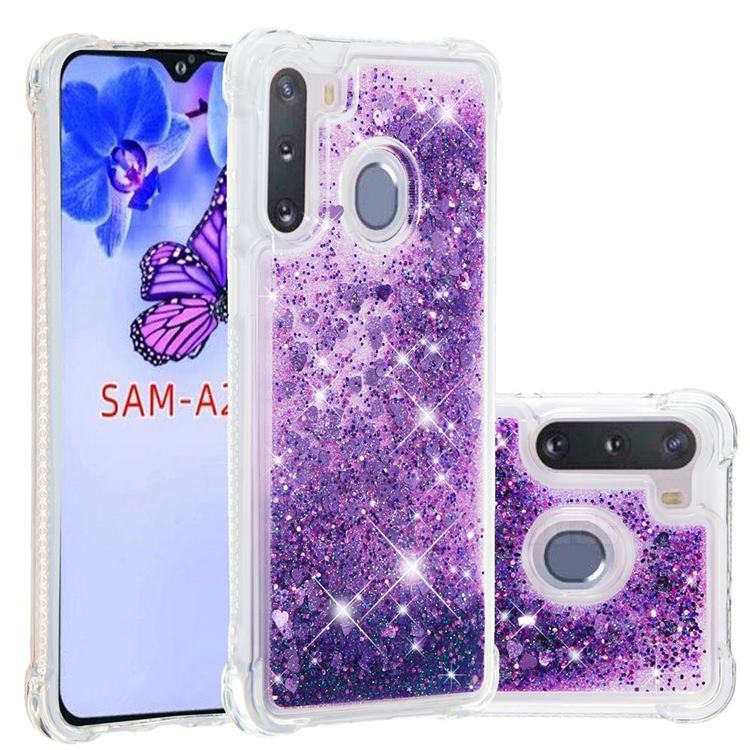 Dynamic Liquid Glitter Sand Quicksand Star TPU Case for Samsung Galaxy A21 - Purple