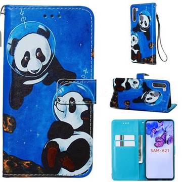 Undersea Panda Matte Leather Wallet Phone Case for Samsung Galaxy A21