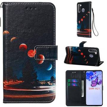 Wandering Earth Matte Leather Wallet Phone Case for Samsung Galaxy A21