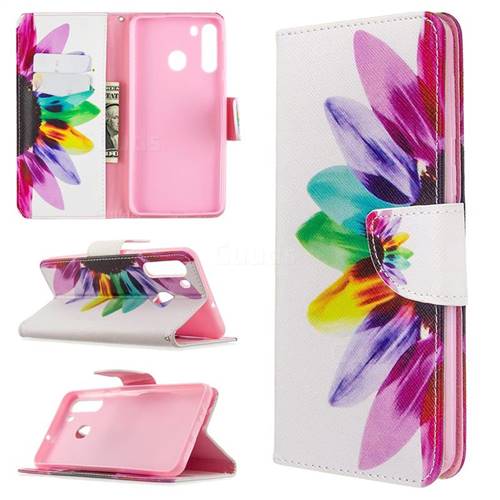 Seven-color Flowers Leather Wallet Case for Samsung Galaxy A21