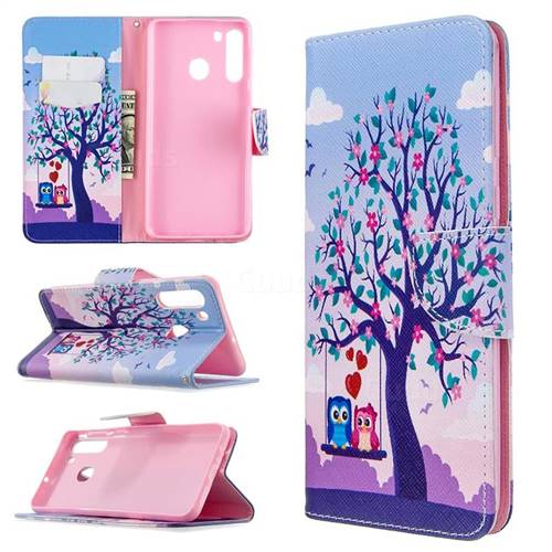 Tree and Owls Leather Wallet Case for Samsung Galaxy A21