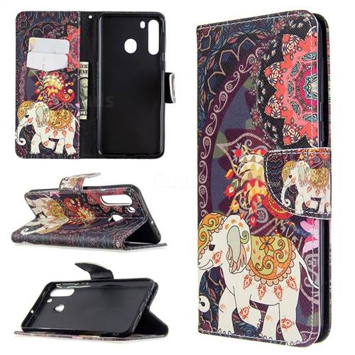 Totem Flower Elephant Leather Wallet Case for Samsung Galaxy A21