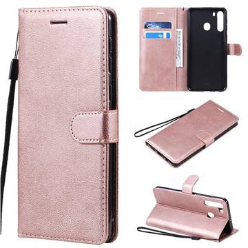 Retro Greek Classic Smooth PU Leather Wallet Phone Case for Samsung Galaxy A21 - Rose Gold