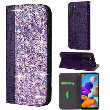 Shiny Crocodile Pattern Stitching Magnetic Closure Flip Holster