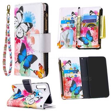 Vivid Flying Butterflies Binfen Color BF03 Retro Zipper Leather Wallet Phone Case for Samsung Galaxy A21