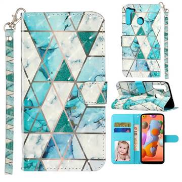 Stitching Marble 3D Leather Phone Holster Wallet Case for Samsung Galaxy A21