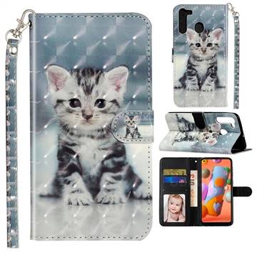 Kitten Cat 3D Leather Phone Holster Wallet Case for Samsung Galaxy A21