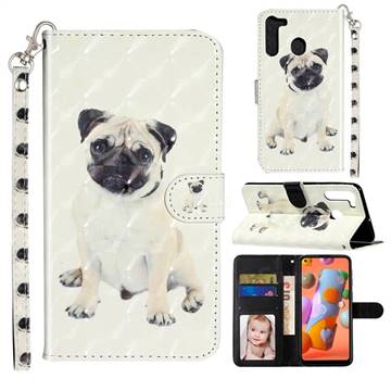 Pug Dog 3D Leather Phone Holster Wallet Case for Samsung Galaxy A21