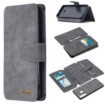 Binfen Color BF07 Frosted Zipper Bag Multifunction Leather Phone Wallet for Samsung Galaxy A21 - Gray