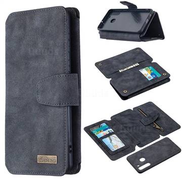 Binfen Color BF07 Frosted Zipper Bag Multifunction Leather Phone Wallet for Samsung Galaxy A21 - Black