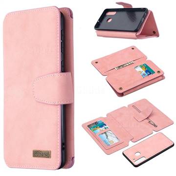 Binfen Color BF07 Frosted Zipper Bag Multifunction Leather Phone Wallet for Samsung Galaxy A21 - Pink