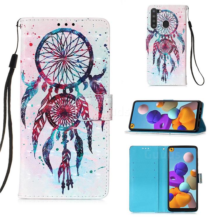 ColorDrops Wind Chimes 3D Painted Leather Wallet Case for Samsung Galaxy A21