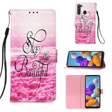 Beautiful 3D Painted Leather Wallet Case for Samsung Galaxy A21