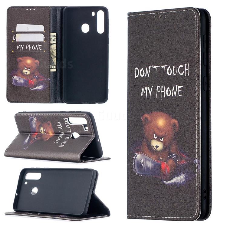 Chainsaw Bear Slim Magnetic Attraction Wallet Flip Cover for Samsung Galaxy A21