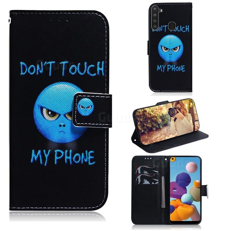 Not Touch My Phone PU Leather Wallet Case for Samsung Galaxy A21