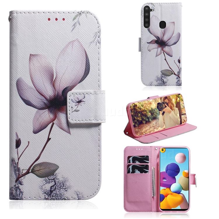 Magnolia Flower PU Leather Wallet Case for Samsung Galaxy A21