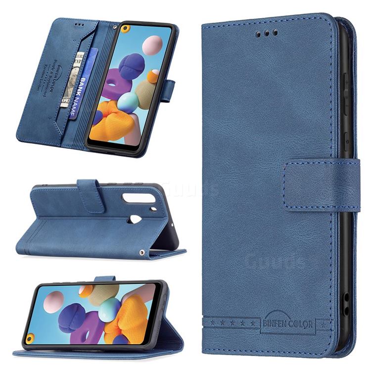 Binfen Color RFID Blocking Leather Wallet Case for Samsung Galaxy A21 - Blue