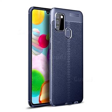 Luxury Auto Focus Litchi Texture Silicone TPU Back Cover for Samsung Galaxy A21s - Dark Blue