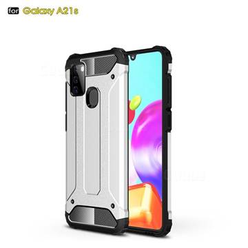 King Kong Armor Premium Shockproof Dual Layer Rugged Hard Cover for Samsung Galaxy A21s - White