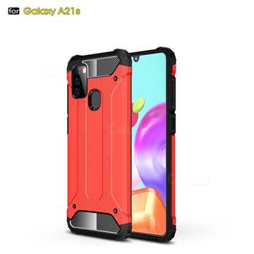King Kong Armor Premium Shockproof Dual Layer Rugged Hard Cover for Samsung Galaxy A21s - Big Red