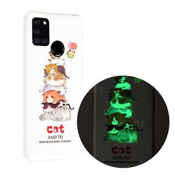 Cute Cat Noctilucent Soft TPU Back Cover for Samsung Galaxy A21s