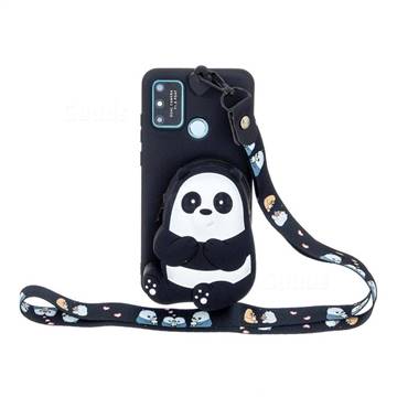 Cute Panda Neck Lanyard Zipper Wallet Silicone Case for Samsung Galaxy A21s