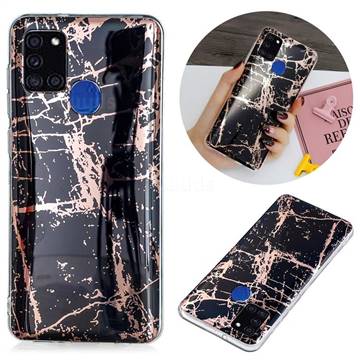 Black Galvanized Rose Gold Marble Phone Back Cover for Samsung Galaxy A21s
