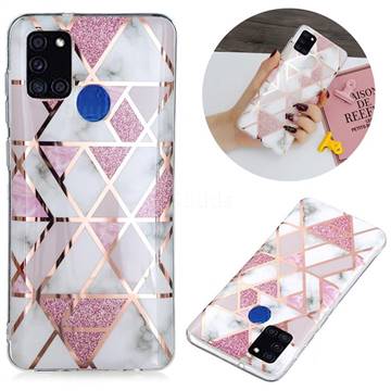 Pink Rhombus Galvanized Rose Gold Marble Phone Back Cover for Samsung Galaxy A21s