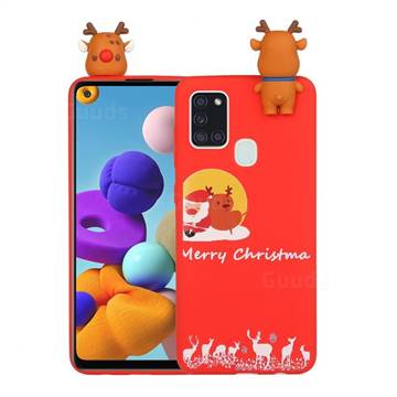 Moon Santa and Elk Christmas Xmax Soft 3D Doll Silicone Case for Samsung Galaxy A21s