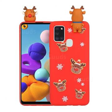 Elk Snowflakes Christmas Xmax Soft 3D Doll Silicone Case for Samsung Galaxy A21s