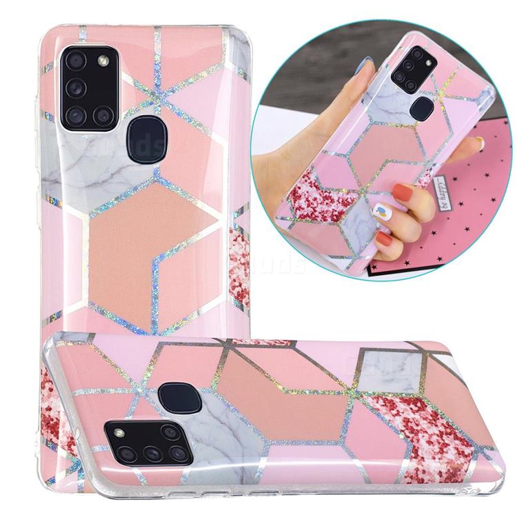 Pink Marble Painted Galvanized Electroplating Soft Phone Case Cover for Samsung Galaxy A21s