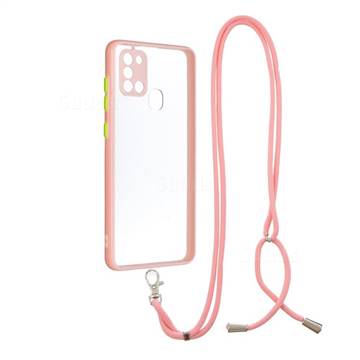 Necklace Cross-body Lanyard Strap Cord Phone Case Cover for Samsung Galaxy A21s - Pink