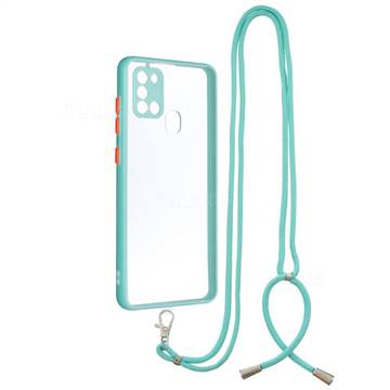 Necklace Cross-body Lanyard Strap Cord Phone Case Cover for Samsung Galaxy A21s - Blue