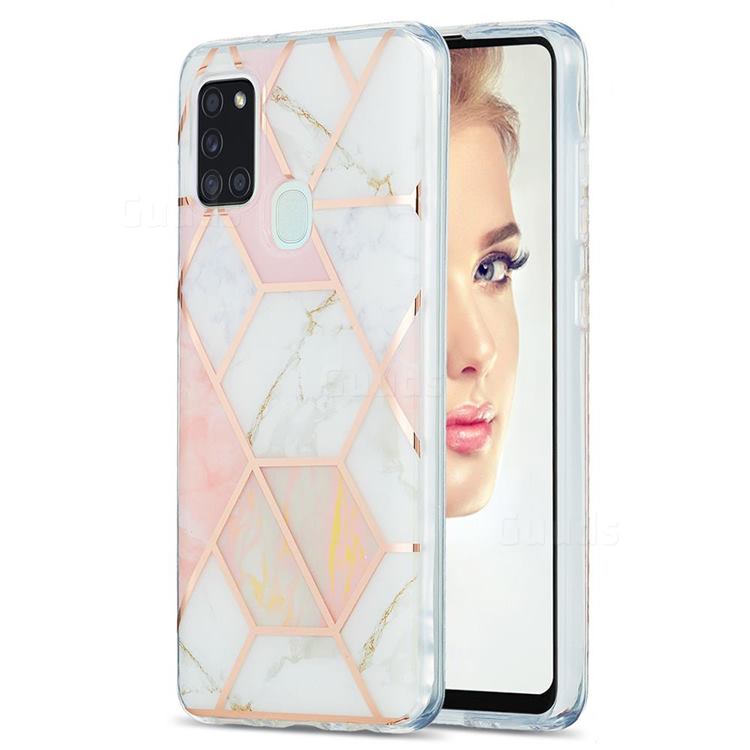 Pink White Marble Pattern Galvanized Electroplating Protective Case Cover for Samsung Galaxy A21s
