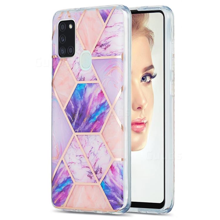 Purple Dream Marble Pattern Galvanized Electroplating Protective Case Cover for Samsung Galaxy A21s