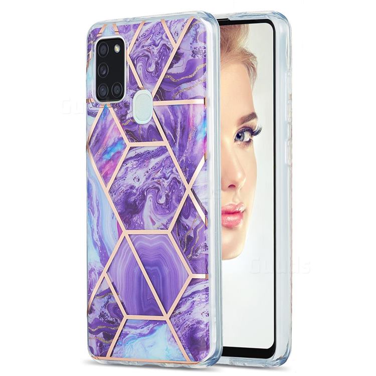 Purple Gagic Marble Pattern Galvanized Electroplating Protective Case Cover for Samsung Galaxy A21s