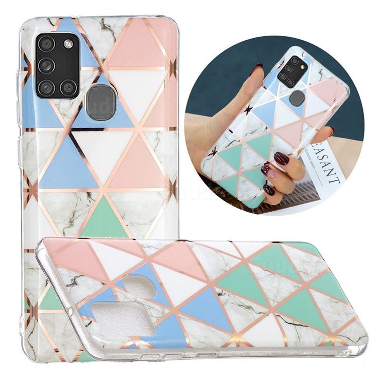 Fresh Triangle Painted Marble Electroplating Protective Case for Samsung Galaxy A21s