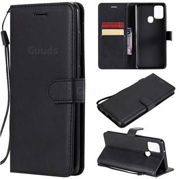 Retro Greek Classic Smooth PU Leather Wallet Phone Case for Samsung Galaxy A21s - Black