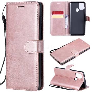 Retro Greek Classic Smooth PU Leather Wallet Phone Case for Samsung Galaxy A21s - Rose Gold
