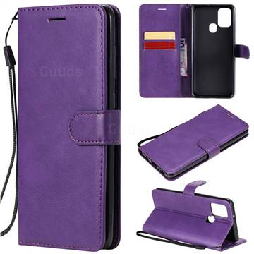 Retro Greek Classic Smooth PU Leather Wallet Phone Case for Samsung Galaxy A21s - Purple