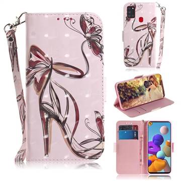 Butterfly High Heels 3D Painted Leather Wallet Phone Case for Samsung Galaxy A21s