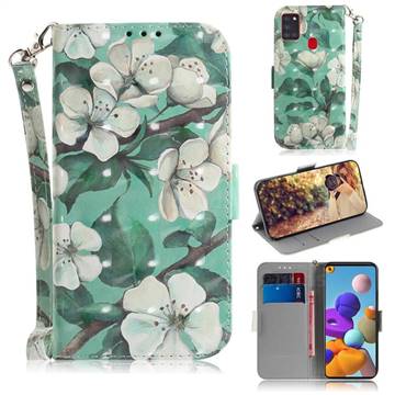 Watercolor Flower 3D Painted Leather Wallet Phone Case for Samsung Galaxy A21s