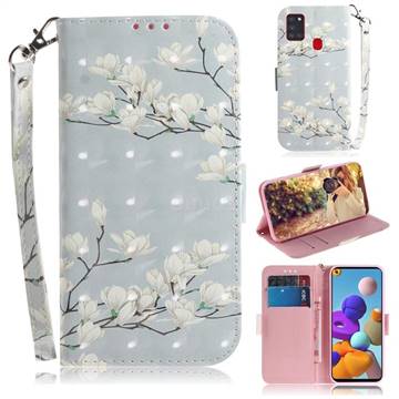 Magnolia Flower 3D Painted Leather Wallet Phone Case for Samsung Galaxy A21s