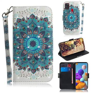 Peacock Mandala 3D Painted Leather Wallet Phone Case for Samsung Galaxy A21s
