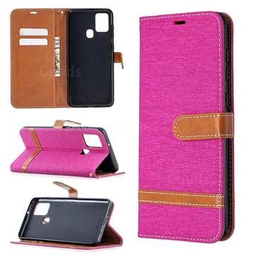 Jeans Cowboy Denim Leather Wallet Case for Samsung Galaxy A21s - Rose
