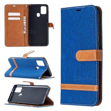 Jeans Cowboy Denim Leather Wallet Case for Samsung Galaxy A21s - Sapphire